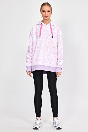 ALEXANDERGARDI BATİK DESENLİ KAPÜŞONLU ŞARDONLU OVERSİZE SWEATSHİRT (UN-757A07)