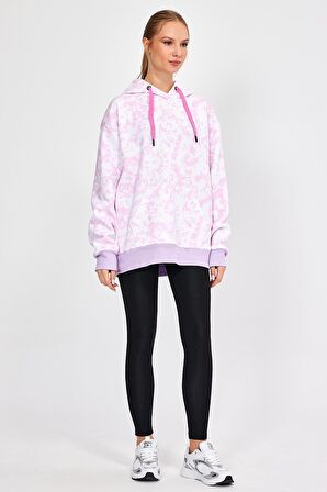 ALEXANDERGARDI BATİK DESENLİ KAPÜŞONLU ŞARDONLU OVERSİZE SWEATSHİRT (UN-757A07)