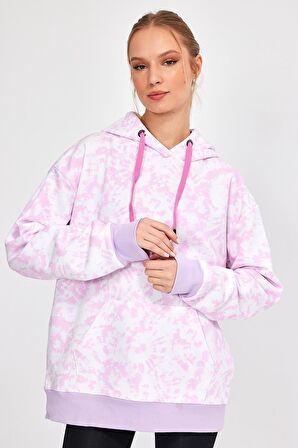 ALEXANDERGARDI BATİK DESENLİ KAPÜŞONLU ŞARDONLU OVERSİZE SWEATSHİRT (UN-757A07)