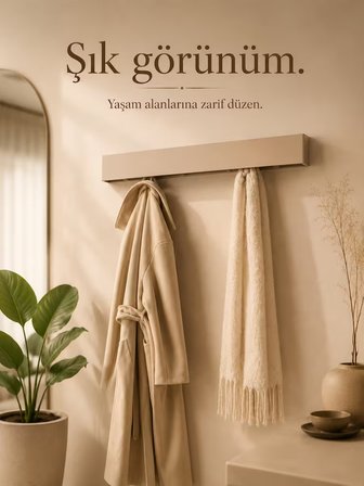 Portmanto Metal Duvar Askılığı Elbise Askılığı Vestiyer Askılık Gizli Kancalı Antre Hol Mont Çanta Havlu Askısı Beyaz 80 Cm Berlin