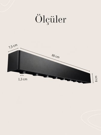 Portmanto Metal Duvar Askılığı Elbise Askılığı Vestiyer Askılık Gizli Kancalı Antre Hol Mont Çanta Havlu Askısı Beyaz 80 Cm Berlin