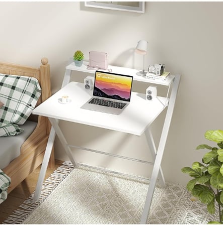 Bodo Metal Ayaklı Laptop Masası Katlanır Çalışma Masası Raflı Masa Katlanır Laptop Sehpası