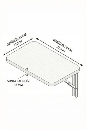 Lara Katlanır Duvar Çalışma Masası Mutfak Masası Hobi Balkon Masası Masası