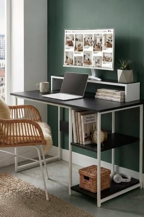 Vienna 2 Raflı Metal Ayak Çalışma Masası Laptop Masası Bilgisayar Masası 60x120cm