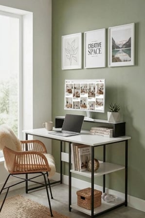 Vienna 2 Raflı Metal Ayak Çalışma Masası Laptop Masası Bilgisayar Masası 60x120cm