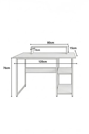 Vienna 2 Raflı Metal Ayak Çalışma Masası Laptop Masası Bilgisayar Masası 60x120cm