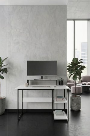 Vienna 2 Raflı Metal Ayak Çalışma Masası Laptop Masası Bilgisayar Masası 60x120cm