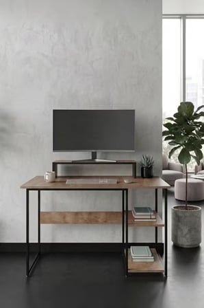 Vienna 2 Raflı Metal Ayak Çalışma Masası Laptop Masası Bilgisayar Masası 60x120cm