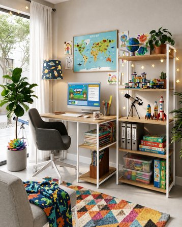Vien 2 Set Kitaplıklı Masa Raflı Çalışma Masası 5 Raflı Kitaplık Monitör Yükseltici