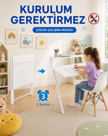 Dobo Çocuk Öğrenci Ders Masası  Katlanır Çalışma Masası