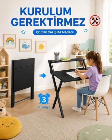 Dobo Çocuk Öğrenci Ders Masası  Katlanır Çalışma Masası