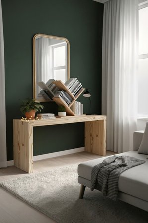 Ağaç Kitaplık Eğimli Raflı Sağlam Malzeme Modern Masaüstü Kitaplık Ev Ofisi Çalışma Odası