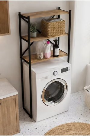 Braga Metal 3 Çamaşır Makinesi Üstü Düzenleyici Raf Beyaz Banyo Düzenleyici Dolap