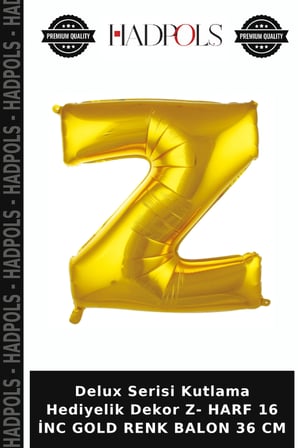 Delux Serisi Kutlama Hediyelik Dekor Z- HARF 16 İNC GOLD RENK BALON 36 CM