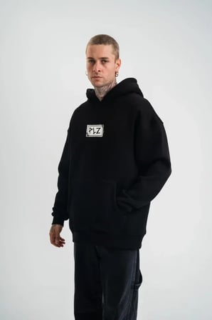Unisex Kapşonlu Uzun Kol Patchli Nakışlı SweatShirt - Siyah