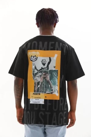 Unisex Baskılı Oversize T-Shirt - Siyah