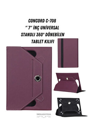 Concord C-708 7" Universal Standlı 360° Dönebilen Tablet Kılıfı