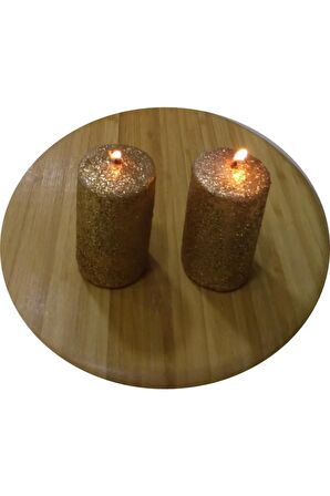 2'li Silindir Simli Mum Altın 220 A