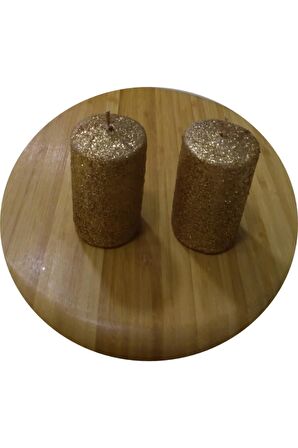 2'li Silindir Simli Mum Altın 220 A