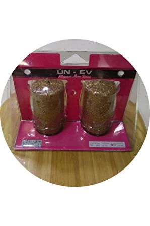 2'li Silindir Simli Mum Altın 220 A