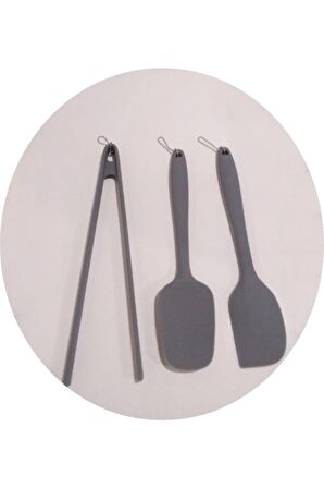 Silikon 3'lü Spatula-maşa Set