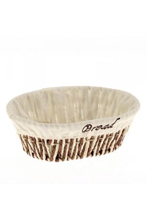 12 Ad.oval Hasır Ip Örme Ekmek Sepeti 1521ax12