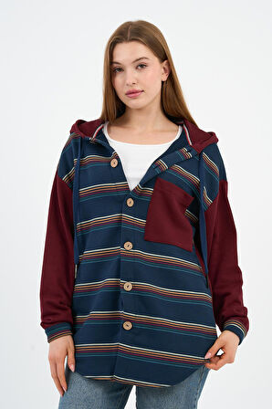 Kapüşonlu Düğmeli Sweatshirt (UNSX-61401-WN)
