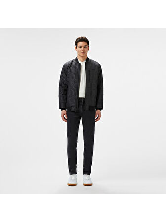 Lacoste Erkek Regular Fit Dik Yaka Kapitone Siyah Mont