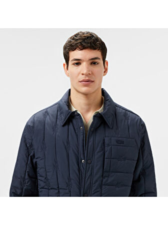 Lacoste Erkek Regular Fit Gömlek Yaka Desenli Lacivert Ceket
