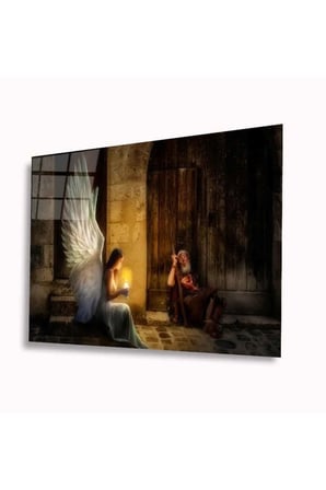 Melek Kız Cam Tablo 4mm Dayanıklı Temperli Cam 110 X 70 cm