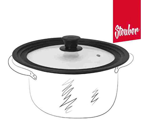 Steuber Universal Cam Kapak, Çap 24/26/28 Cm Tencere Ve Tavalar Için