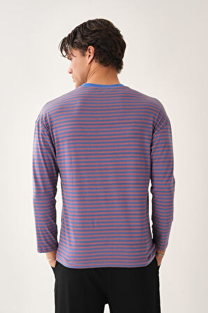 Cep Detaylı Çizgili T-Shirt