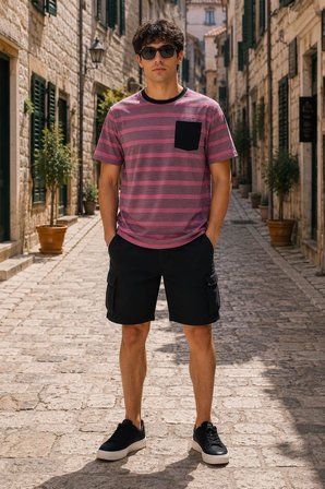 ALEXANDERGARDI Cep Detaylı Çizgili T-shirt