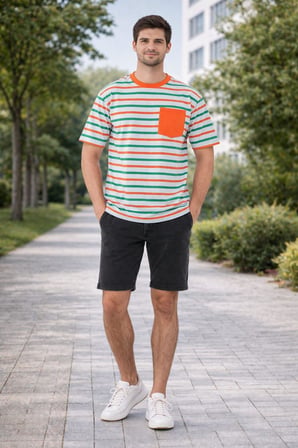 ALEXANDERGARDI Cep Detaylı Çizgili T-shirt