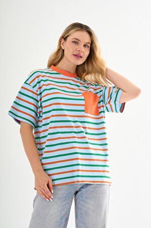 ALEXANDERGARDI Cep Detaylı Çizgili T-shirt
