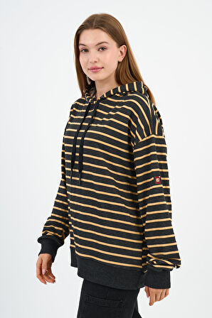 Çizgili Kapüşonlu Sweatshirt (UNX-00242-WN)