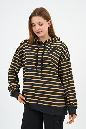 Çizgili Kapüşonlu Sweatshirt (UNX-00242-WN)