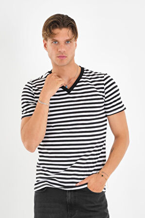 ALEXANDERGARDI V Yaka Çizgili T-shirt