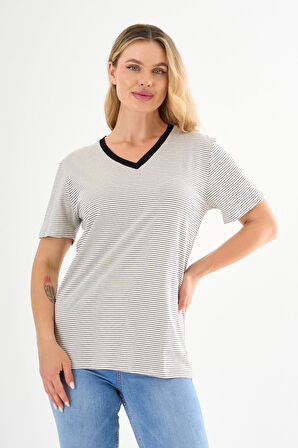 ALEXANDERGARDI V Yaka Çizgili T-shirt