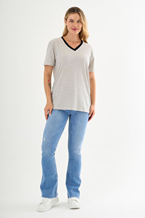 ALEXANDERGARDI V Yaka Çizgili T-shirt