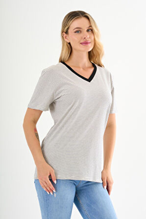 ALEXANDERGARDI V Yaka Çizgili T-shirt