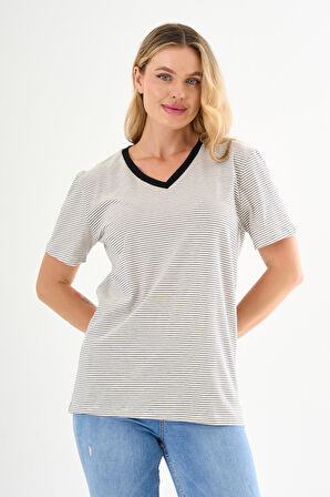 ALEXANDERGARDI V Yaka Çizgili T-shirt