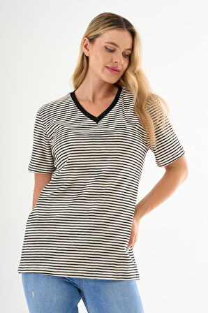 ALEXANDERGARDI V Yaka Çizgili T-shirt