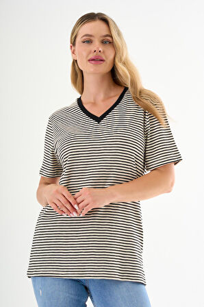 ALEXANDERGARDI V Yaka Çizgili T-shirt
