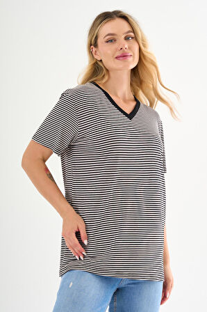 ALEXANDERGARDI V Yaka Çizgili T-shirt