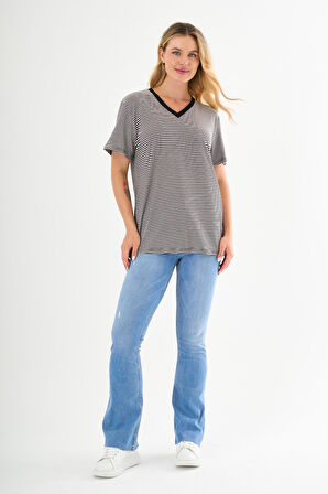 ALEXANDERGARDI V Yaka Çizgili T-shirt