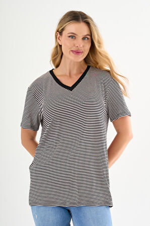 ALEXANDERGARDI V Yaka Çizgili T-shirt