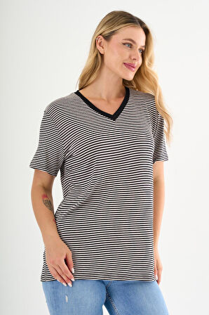 ALEXANDERGARDI V Yaka Çizgili T-shirt