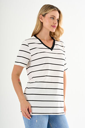 ALEXANDERGARDI V Yaka Çizgili T-shirt