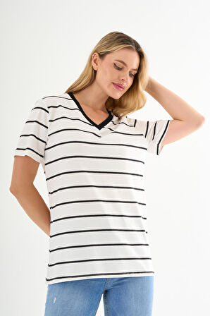 ALEXANDERGARDI V Yaka Çizgili T-shirt